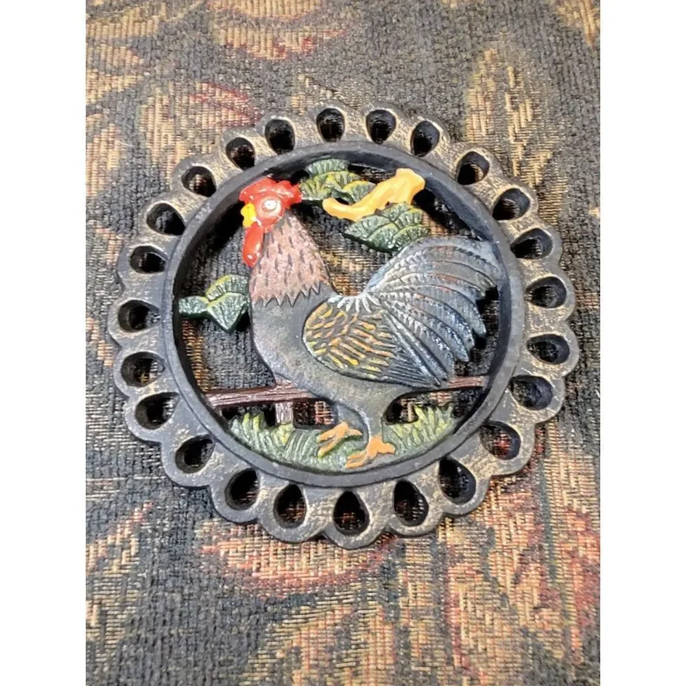 Cast Iron Rooster and Chicken Trivet- Set of 2